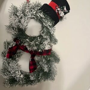 Festive Snowman Wreath with Hat and Scarf